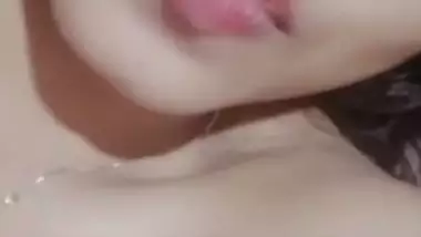 Cute smiling face girl naked on video call to lover