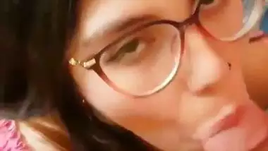 Sexy Indian babe drinks cum after an Indian blowjob