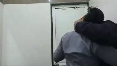 Wife in abroad fucked by office manager in washroom