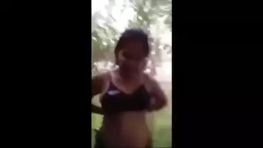 Desi couple records sex video during which boy plays with GF's XXX tits