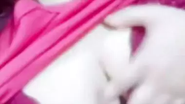 Milky white boobs playing of cute Indian girlfriend